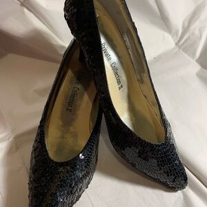 Sequin Heels, black, size 7.5